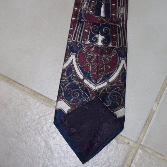 EUC, Men's burgundy, tan & blue necktie - Picture 3 of 3